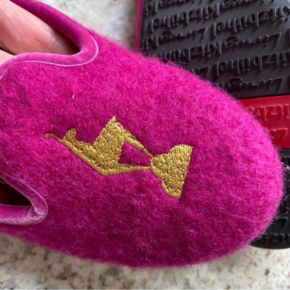 Living Kitzbühel $149 Women German Wool Ballerina Slipper Hot Pink w Gold EUC 7 - Picture 6 of 14